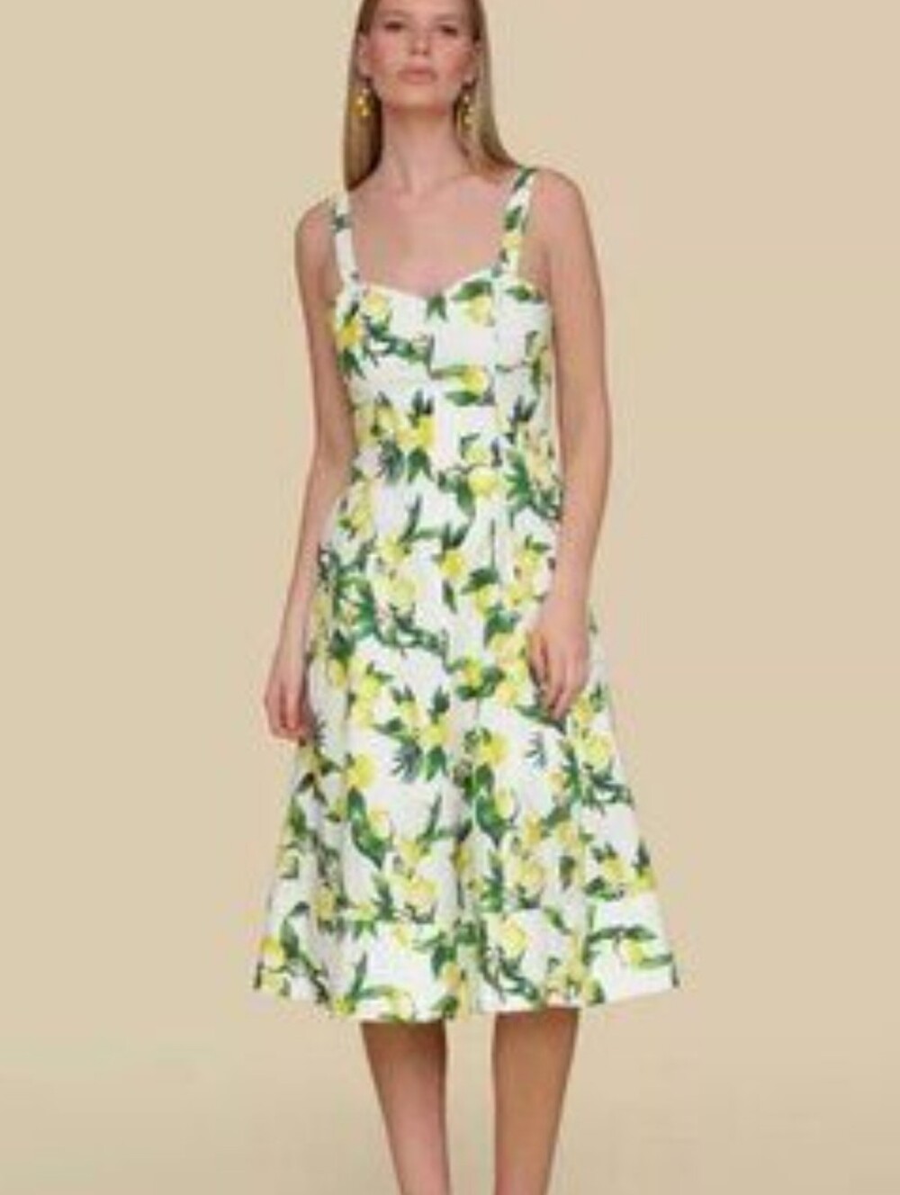 Avec Les Filles Lemon Print Boho Retro Coastal Summer Dress